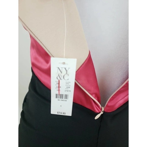 New York & Company ~Woman Size 4~ Black/Pink Sleeveless Stretch Dress NWT $74.95 - Picture 2 of 12